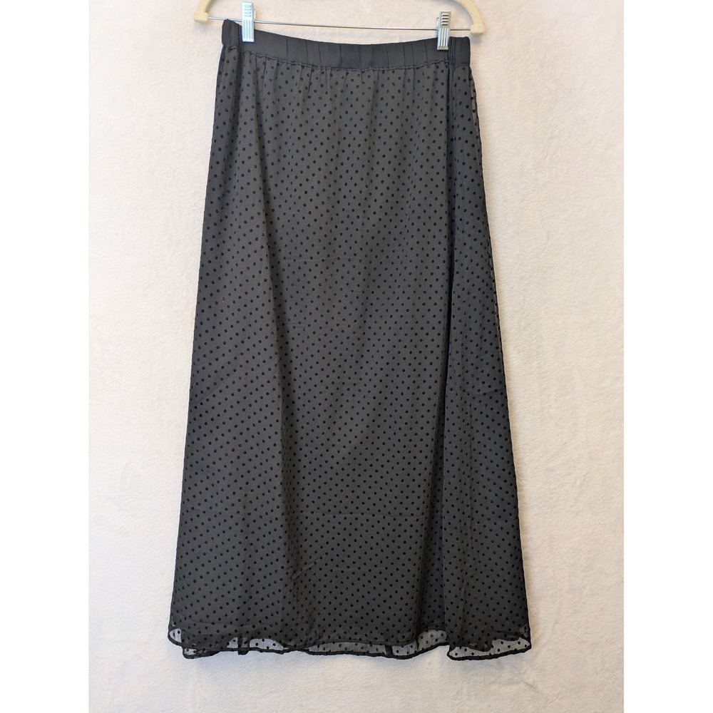 Old Navy Black Polka Dot Sheer Maxi Skirt Womens M